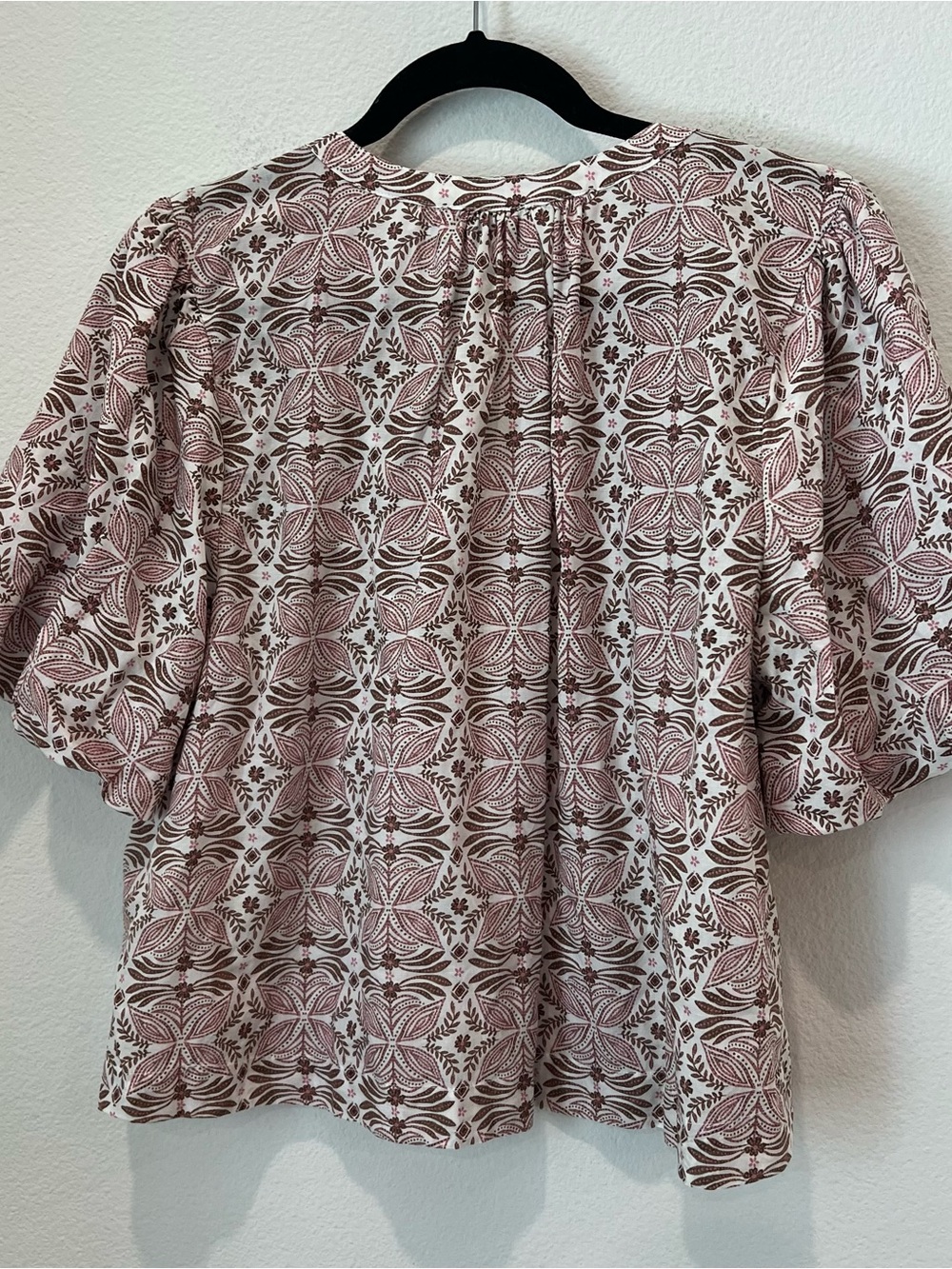 Evereve women’s block print Chloe v-neck swing blouse top large summer vacation - Picture 5 of 8
